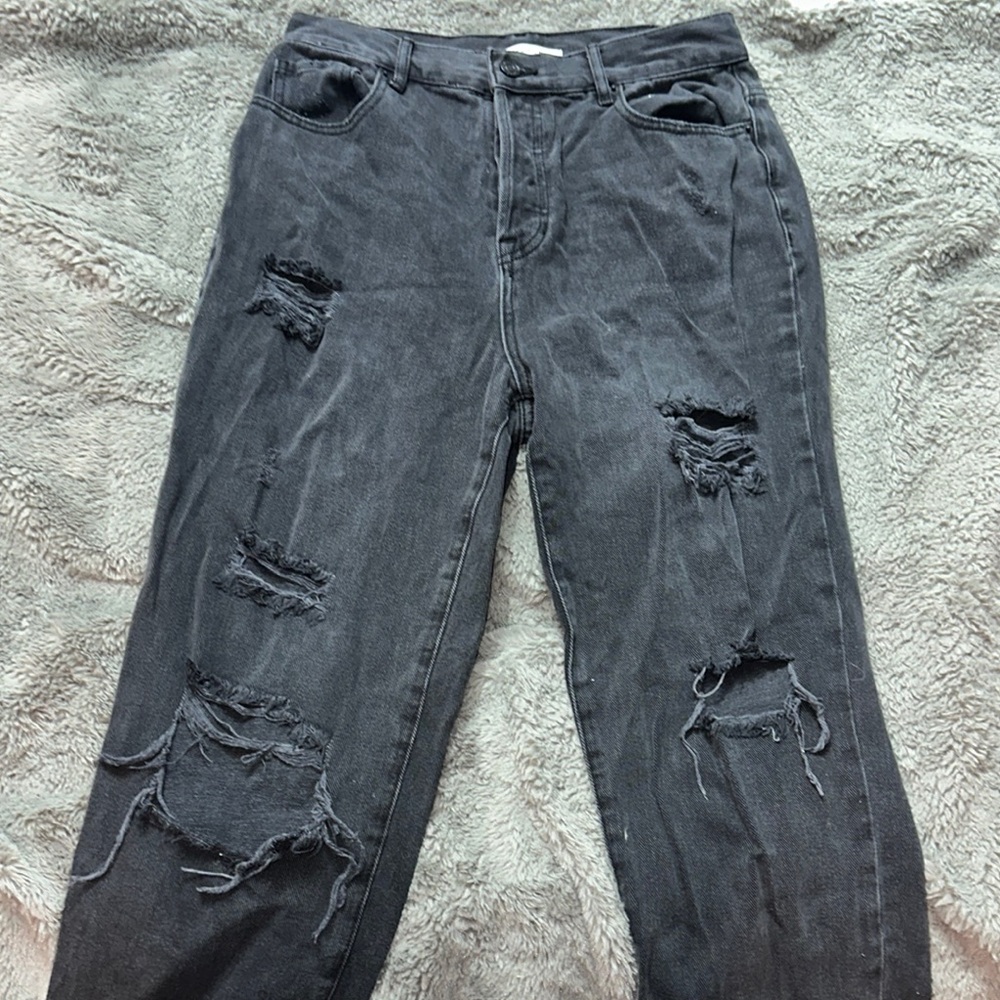 PacSun Black Boyfriend Jeans Distressed Relaxed Fit